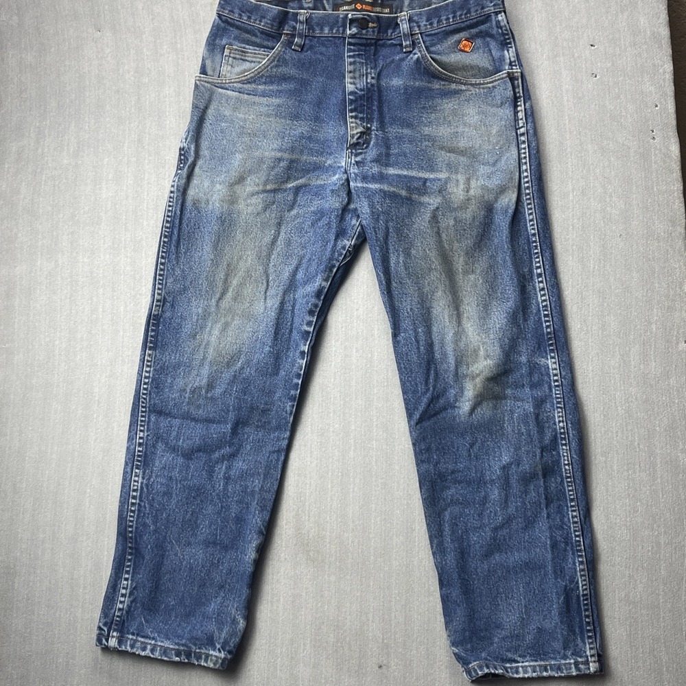 Wrangler Jeans Mens 36x30 Blue Fire Resistant FR31MWZ Relaxed Fit Work FR